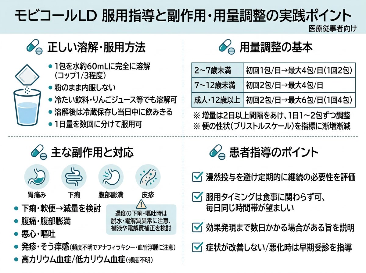 モビコールLDの飲み方で患者指導が変わる：副作用・用量調整の実践的ポイント